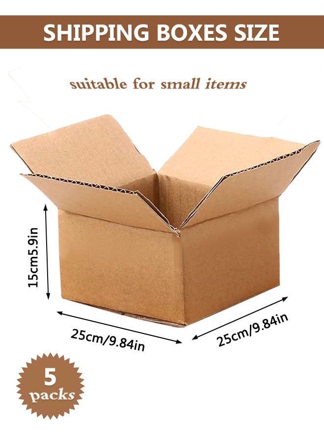HOOTO 5 Pack Shipping Boxes, Corrugated Cardboard Box for Moving, Mailing, Packing and Storage 25x25x15cm - Image 3