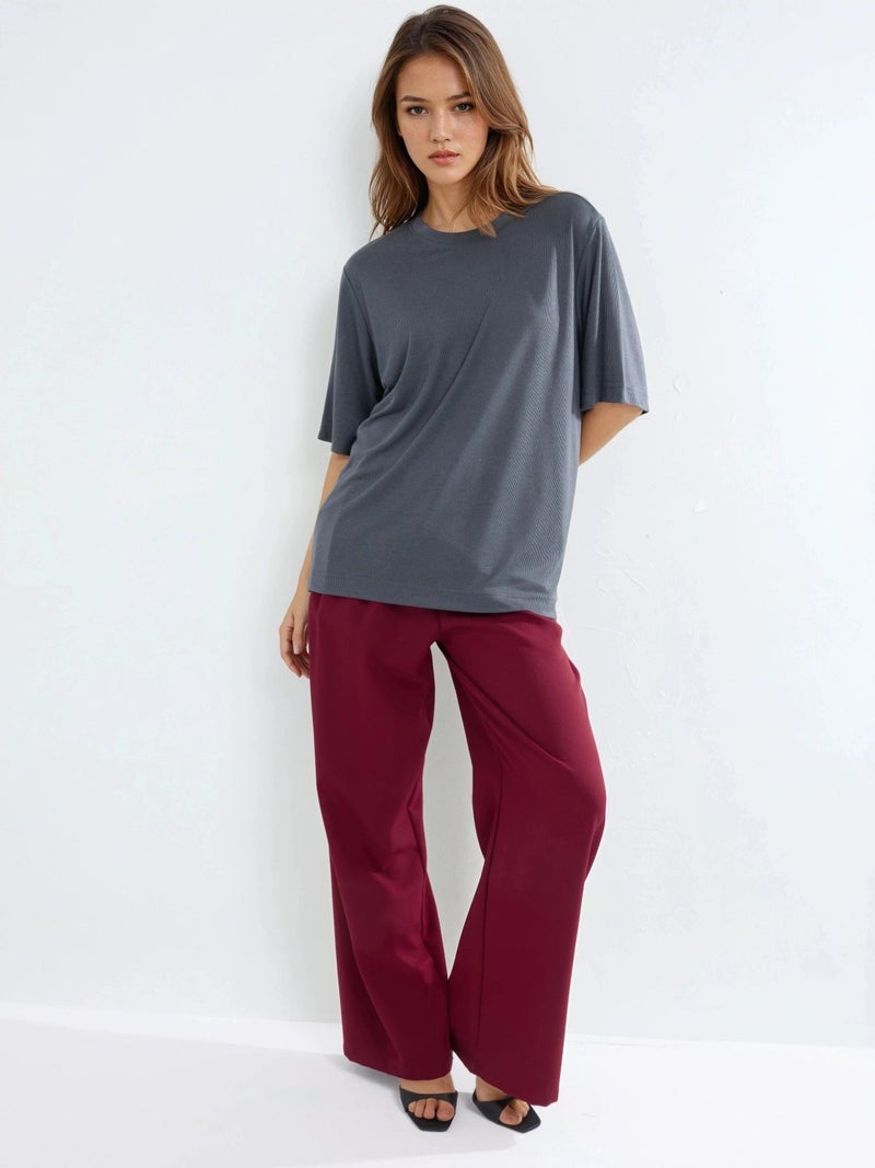 BUSEM Oversized Crew Neck Ribbed T-Shirt - Image 4