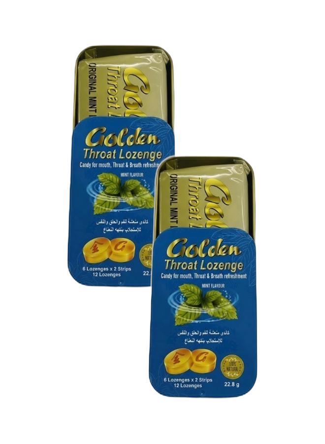 Golden Throat جولدن ثروت لوزنج، نكهة النعناع الأصلي، 12 قرصًا (2 × 6) – طبيعي 100% - Image 1