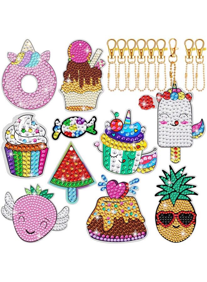 Mtlee 10 Sets 5D Diamond Painting Kits Keychain For Kids Make Your Own Diamond Art Kids Stickers Kit Paint By Number Gem Keychains Diy Arts And Crafts Bag Decor For Girls Kids Ages 6 (Sweets) - Image 1