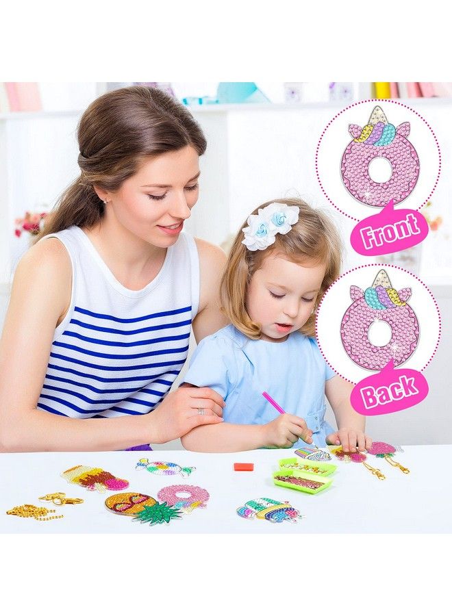 Mtlee 10 Sets 5D Diamond Painting Kits Keychain For Kids Make Your Own Diamond Art Kids Stickers Kit Paint By Number Gem Keychains Diy Arts And Crafts Bag Decor For Girls Kids Ages 6 (Sweets) - Image 4
