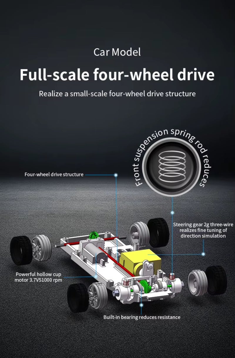 RC Drift Car 1:43 Scale Silver GTR 4WD Enhanced Control - 2.4G Stable Responsive Operation High-Speed RC Car for Racing Enthusiasts Aged 14 And Up - Image 2