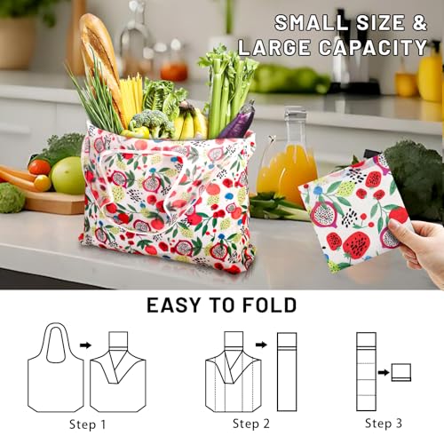 GAUENEEN 4 Pcs Reusable Grocery Bags, Foldable Shopping Bags Heavy Duty, Large Nano Bag Cute Tote Bag for Daily Shopping, Waterproof and Machine Washable (Flowers) - Image 4