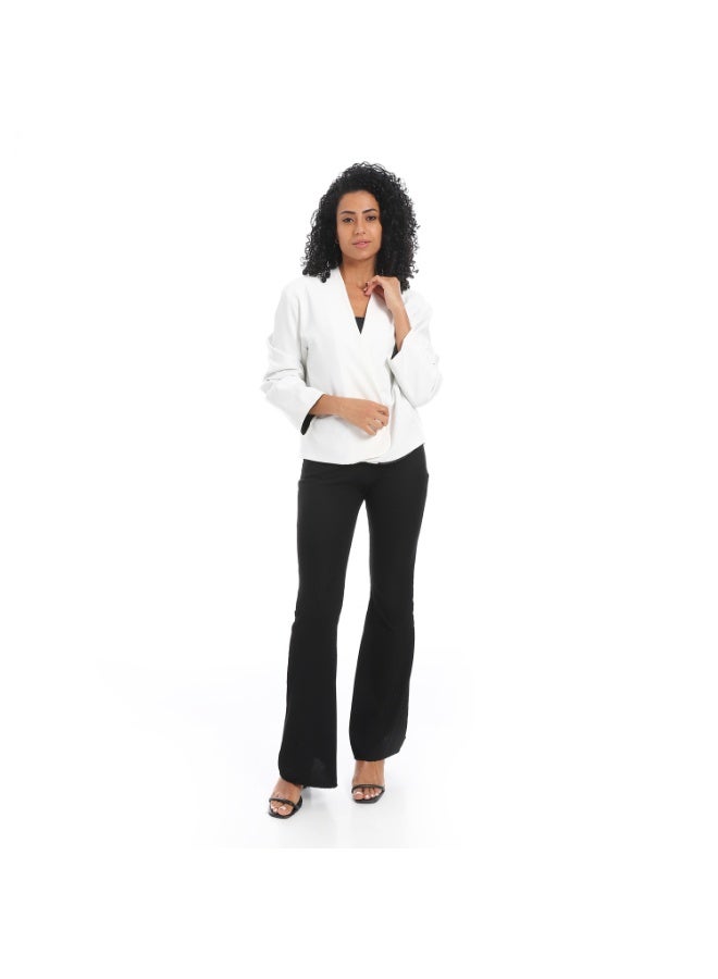 Andora Open Neckline Slip On Short Blazer_Off White - Image 5