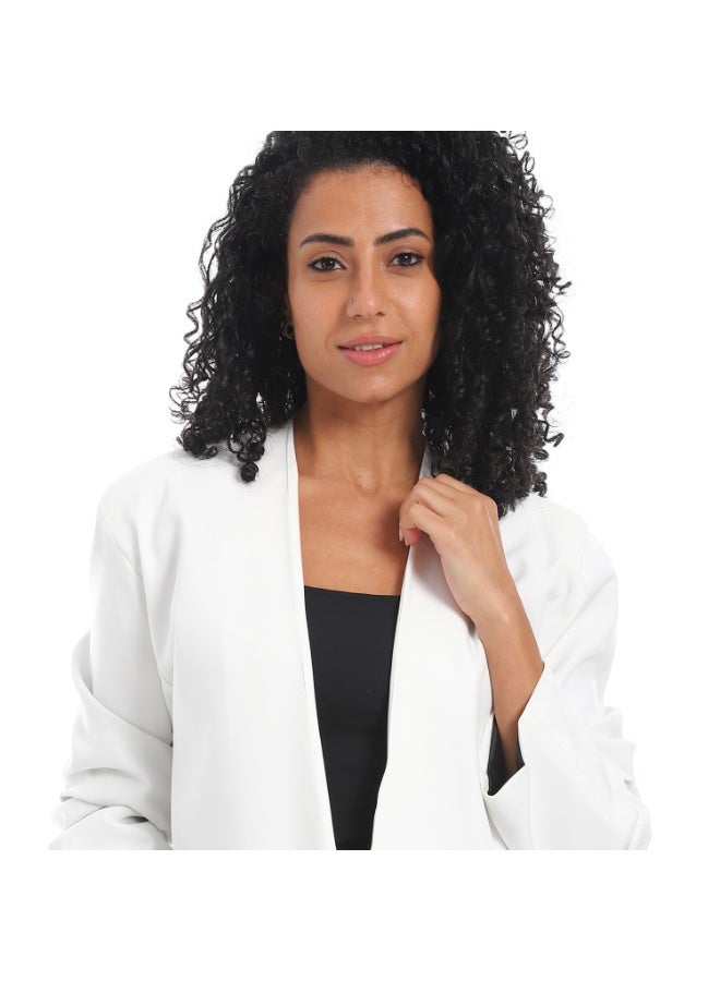 Andora Open Neckline Slip On Short Blazer_Off White - Image 4
