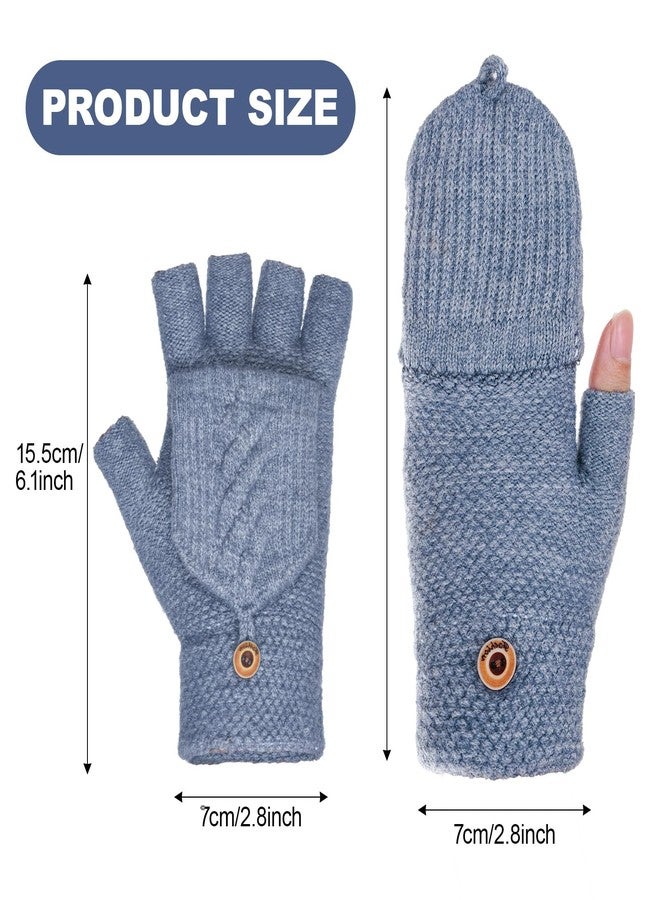 Nydotd 2 Pack Womens Winter Gloves Warm Knitted Fingerless Gloves Convertible Half Finger Glove with Mittens Cover Cap for Women Teenage girl - Image 2