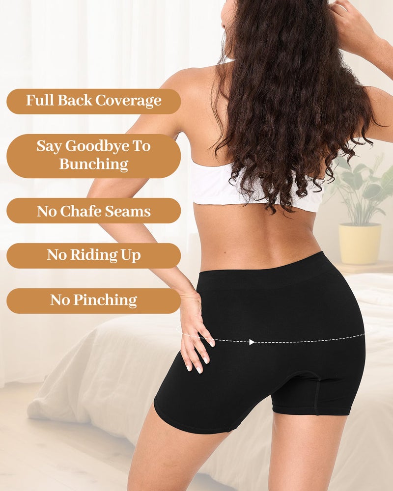 BAMBOO COOL Womens BoyShorts Underwear Seamless Boxer Briefs Mid Rise Full Coverage Breathable Stretch Ladies Panties 5 Pack - Image 4