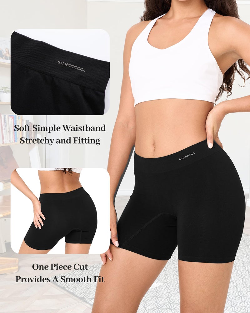 BAMBOO COOL Womens BoyShorts Underwear Seamless Boxer Briefs Mid Rise Full Coverage Breathable Stretch Ladies Panties 5 Pack - Image 3