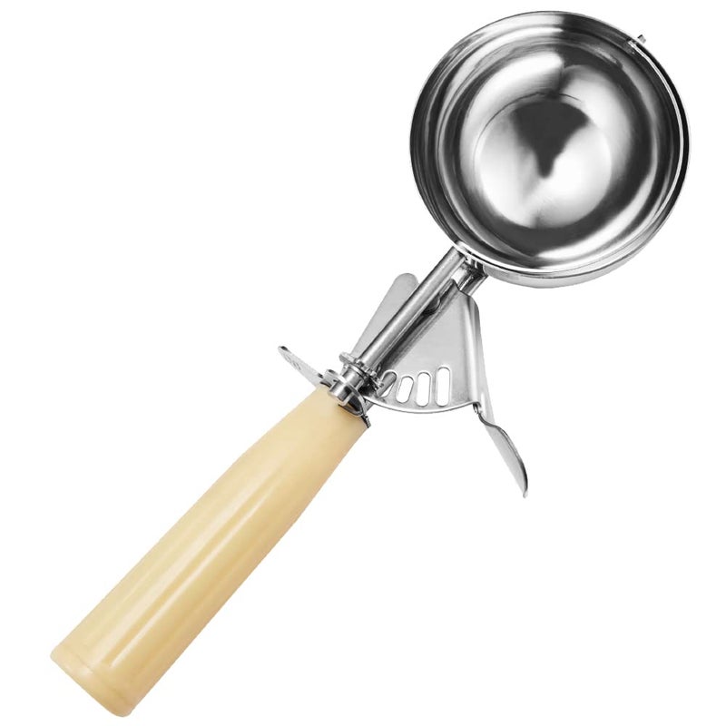 Saebye Portion Scoop - #6 (5.3 oz) - Disher, Food Scoop, Cupcake Scoop, Muffin Scoops - Portion Control - 18/8 Stainless Steel, Ivory Handle - Image 1