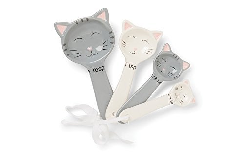 Fox Run Cute Cat Little Kittens Ceramic Measuring Spoon Set, 6 x 3 x 2.25 inches, Multicolored,11717 - Image 1