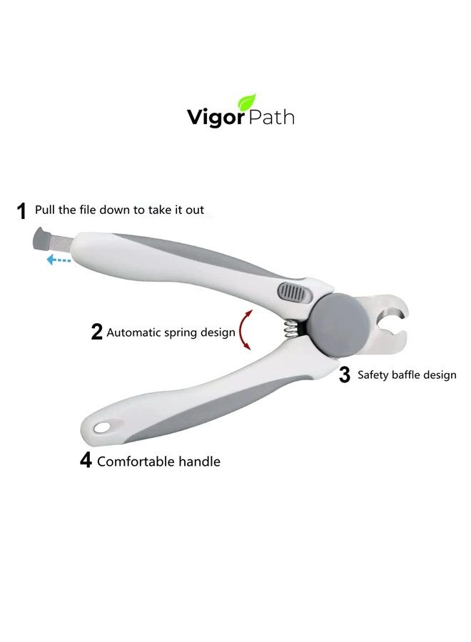 vigor path Pet Nail Clipper - Pet Grooming Tool for Nail Clipping and Trimming - Suitable for Dogs and Cats, Equipped with a Safety Guard and Razor Sharp Blade for Precision - plus a Bonus Free Nail File (Gray) - Image 4