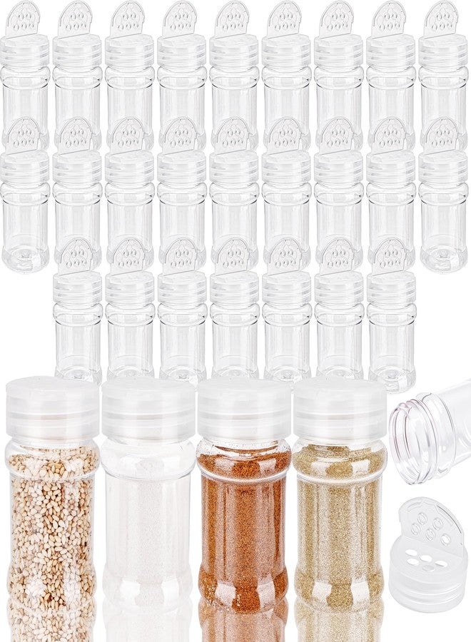 Conagel 30 Pcs 2 oz Mini Plastic Spice Jars with Sifters Clear Empty Spice Bottles Round Seasoning Containers for Travel Kitchen (Clear Top with 5 Hole) - Image 1