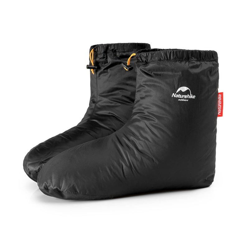 windhike Naturehike Ultralight Winter Goose Down Booties, Camping Warm & Cozy Down Sleeping Socks for Men & Women, Down Filled Slipper Boots with Storage Bag (Black, M) - Image 1