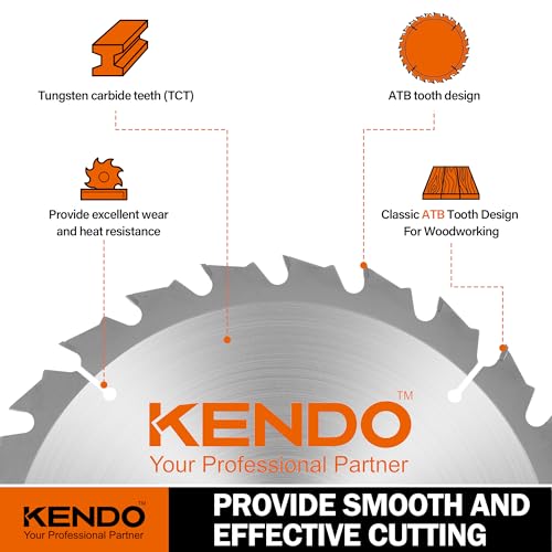 KENDO 2-Pack 10 Inch 40T&60T Carbide-Tipped Circular Saw Blade with 5/8 Inch Arbor, Professional ATB Finishing Woodworking Miter/Table Saw Blades for Plywood, Laminate, Ripping Wood - Image 4