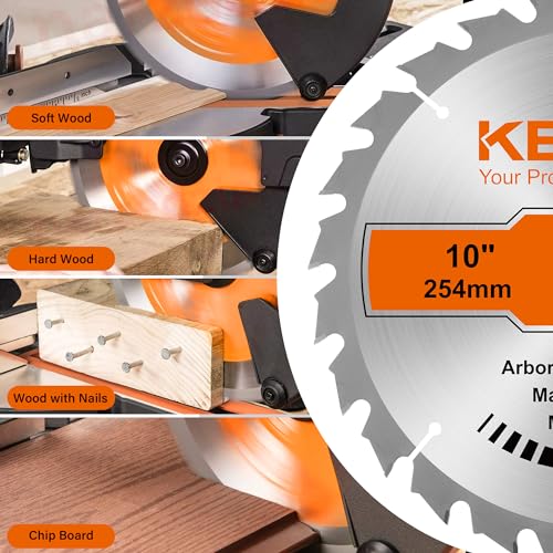 KENDO 2-Pack 10 Inch 40T&60T Carbide-Tipped Circular Saw Blade with 5/8 Inch Arbor, Professional ATB Finishing Woodworking Miter/Table Saw Blades for Plywood, Laminate, Ripping Wood - Image 5