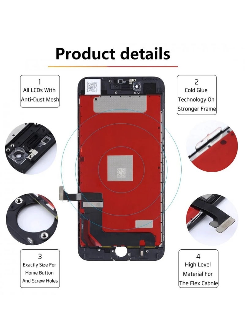 zy Replacement LCD Screen For Apple iPhone 7 Black  - Image 2