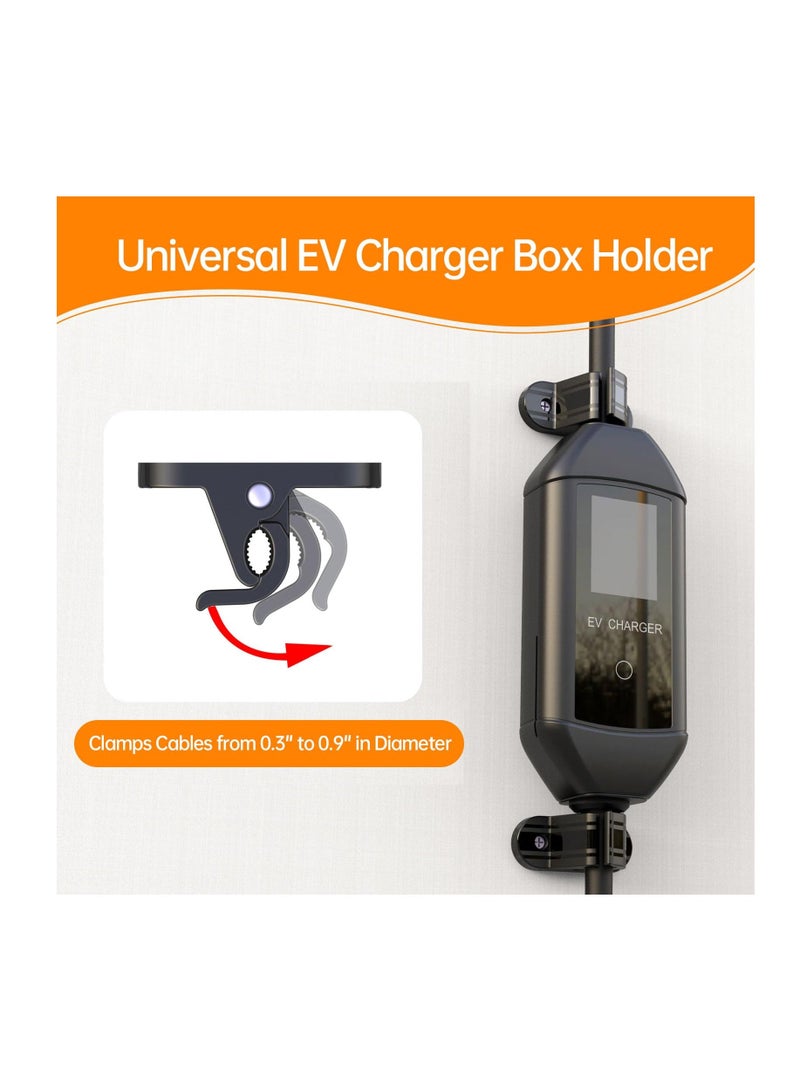 Y&D EV Charger Control Box Holder, Flexible Layout & Universal, Chassis Bracket Clamp for Portable Electric Car Charger, 2Pcs Cable Clips SAE J1772 And Tesla Mobile Connectors  - Image 3