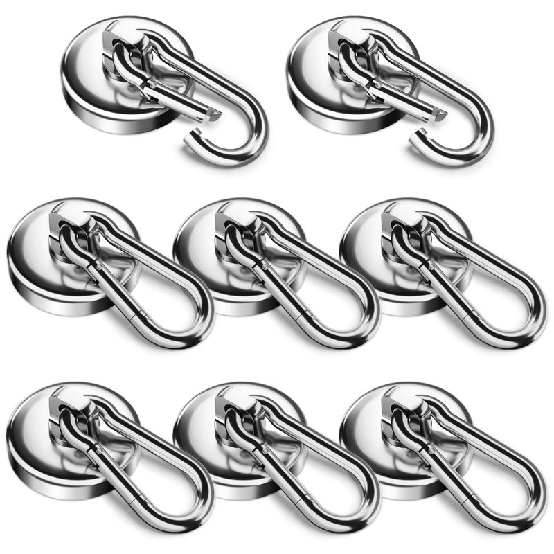 FINDMAG 8 Pack 100LBS Neodymium Magnet Hooks with Swivel Carabiner Strong Heavy Duty Magnetic Hooks for Hanging Kitchen Office Warehouse School - Image 2