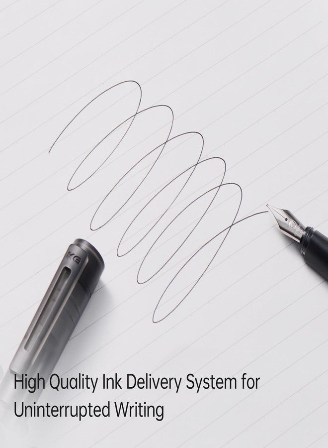 Kaco SKY Fountain Pen with Extra 8 Cartridges, Black Ink Pen with Extra Fine Nib and Ink Converter, Black - Image 5