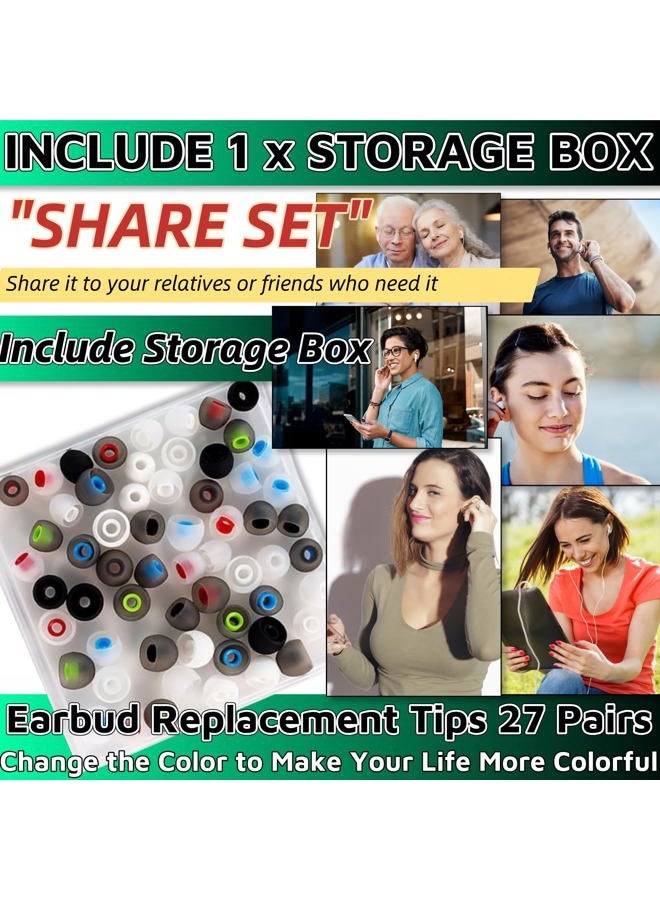 WenTigDY 54Pcs Earbud Replacement Tips，27 Pairs S M L Ear Bud Rubber Tips Silicone Earbud Tips Earbud Covers for Ears Headphone Ear Covers Replacement (Inner Hole 3.8mm -5.1mm) - Image 4