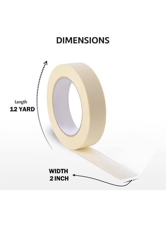 Poaker 12 Yards Strong Adhesive Masking Tape - Versatile Painter's Tape for Painting, Labeling, Packing, Crafting, and More | Ideal for Home, Office, and School Use (2 INCH, 1 PCS)  - Image 2