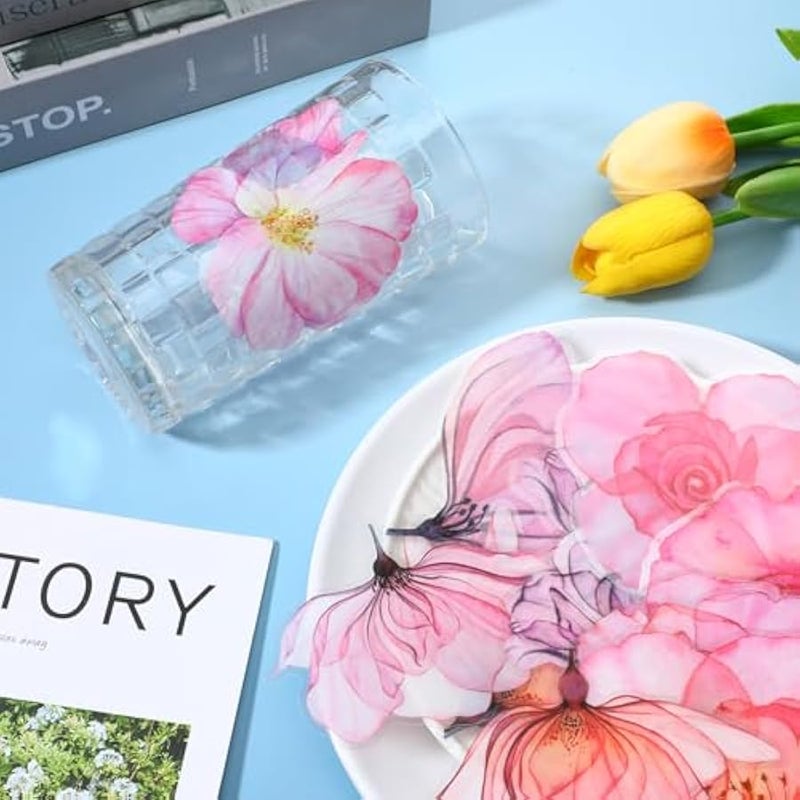 50 Pieces Large Watercolor Flower Stickers, 3 Self-Adhesive Waterproof Flower Stickers for Planner Scrapbook Aesthetic Room Decor Junk Journal Collage - Image 3