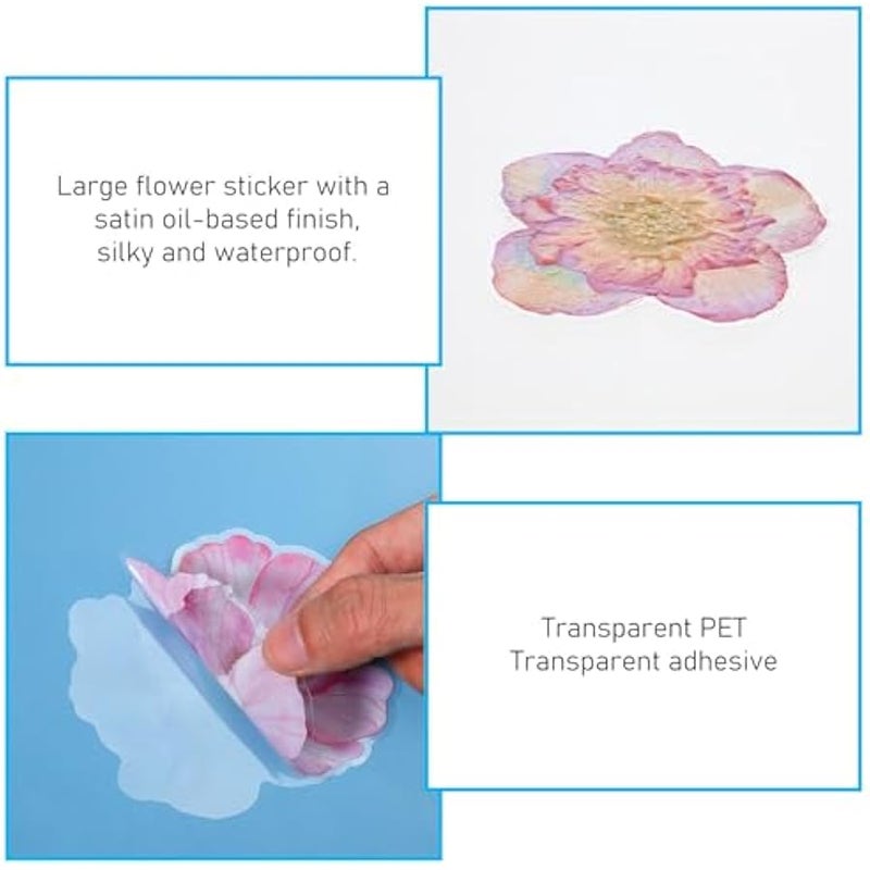 50 Pieces Large Watercolor Flower Stickers, 3 Self-Adhesive Waterproof Flower Stickers for Planner Scrapbook Aesthetic Room Decor Junk Journal Collage - Image 5