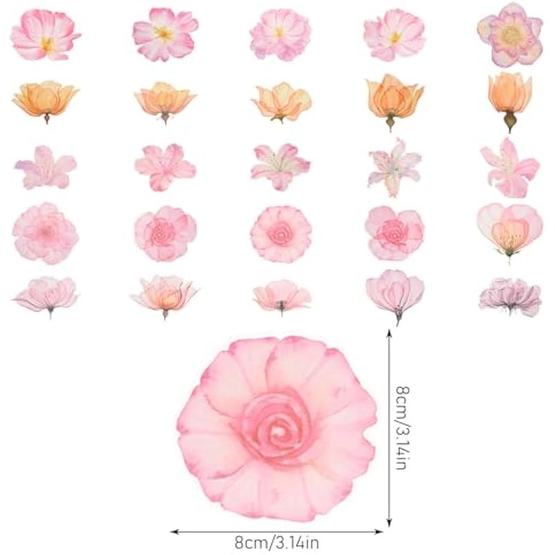 50 Pieces Large Watercolor Flower Stickers, 3 Self-Adhesive Waterproof Flower Stickers for Planner Scrapbook Aesthetic Room Decor Junk Journal Collage - Image 2