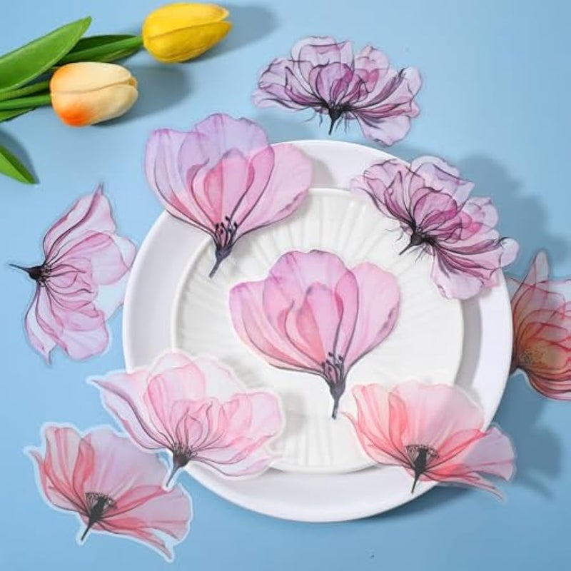 50 Pieces Large Watercolor Flower Stickers, 3 Self-Adhesive Waterproof Flower Stickers for Planner Scrapbook Aesthetic Room Decor Junk Journal Collage - Image 4