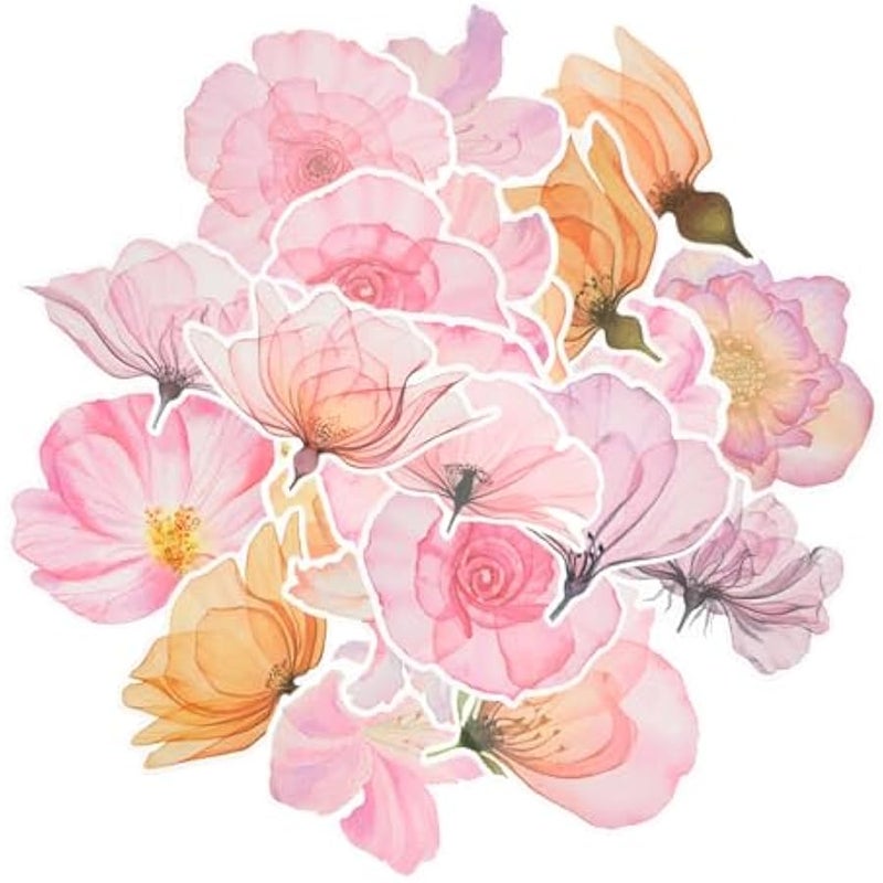 50 Pieces Large Watercolor Flower Stickers, 3 Self-Adhesive Waterproof Flower Stickers for Planner Scrapbook Aesthetic Room Decor Junk Journal Collage - Image 1