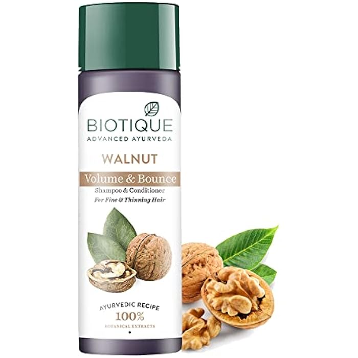 Biotique Bio Walnut Bark Volumizing Shampoo For Fine & Thinning Hair 120 ml/ 4.05 Oz. I Makes Hair Healthy, Silky, Shiny And Pure Natural Black I Musk Root Soap Nut And Black Malya Flowers - Image 1
