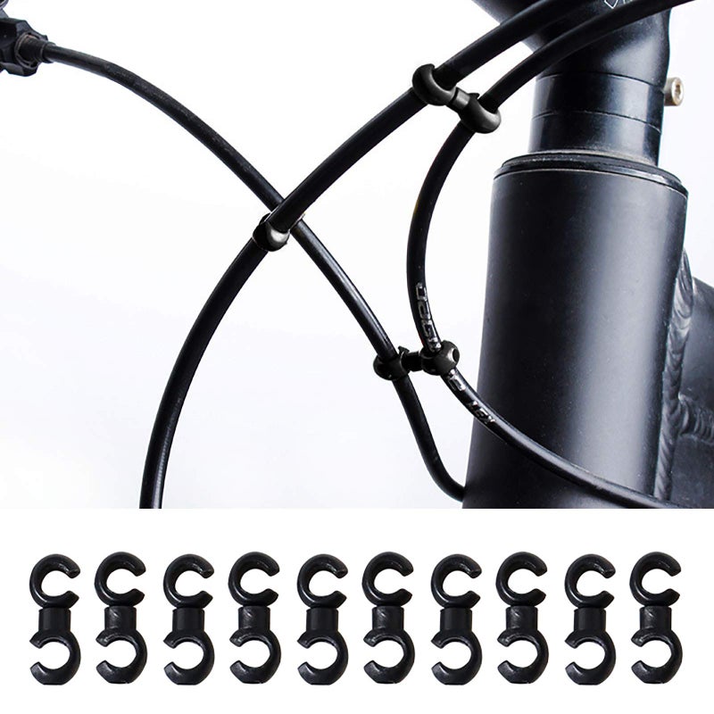 VANICE 10 Pcs Bicycle Brake Cable S Style Clips Buckle Hose Guide Bike MTB Cross Line Clip/Black - Image 1