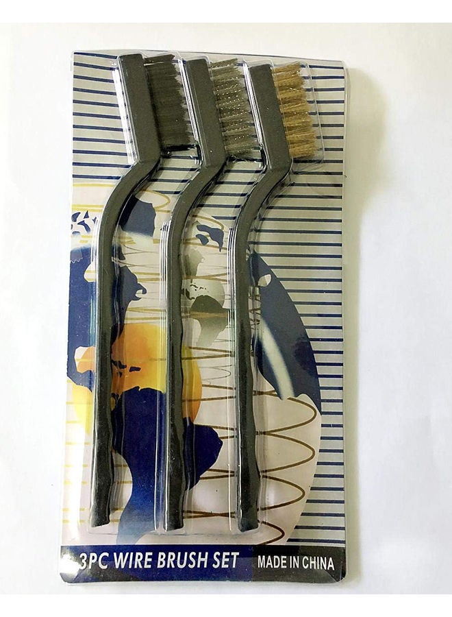 3 Piece Set Wire Brush Stainless Steel Brass Nylon Cleaning Welding Slag And Rust Metal Brushes