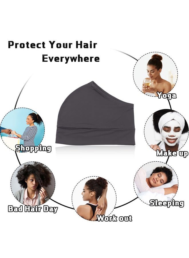 Haysandy Satin Hair Wrap 4 Pieces Pineapple Sleeping Cap Sleep Protector No Fading Head Cover Sleeve for Frizzy Natural Curly Hair, Back Opening (Black, Khaki, Light Gray, White) - Image 3