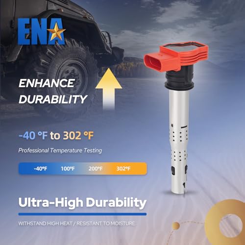 ENA ملفات الإشعال ENA UF529 متوافقة مع 2.0T أودي A4 A6 فولكس فاجن VW CC باسات GTI 2008 2009 2010 2011 2012 2013 2014 2015 2016 2.0 حزم ملفات استبدال لـ 06E905115E 06H905115B مجموعة من 4 - Image 3