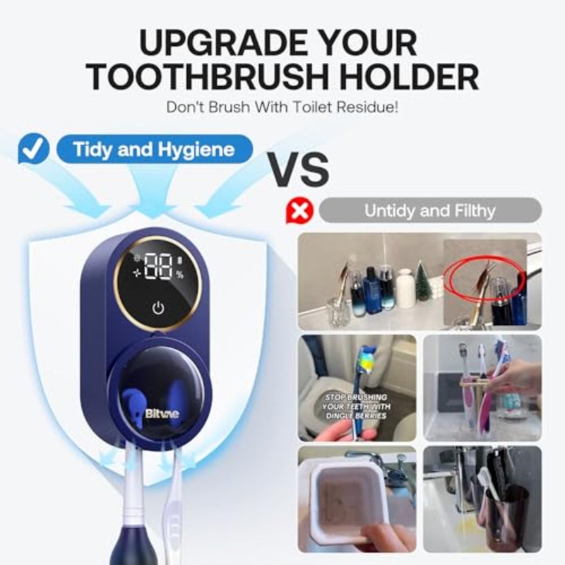 Upgraded Tooth Brush Holder for Bathroom 2.0, Infrared Sensing Toothbrush Cleaner, Wall-Mounted for Most Size Toothbrushes, Air Drying, LED Smart Screen - Image 5