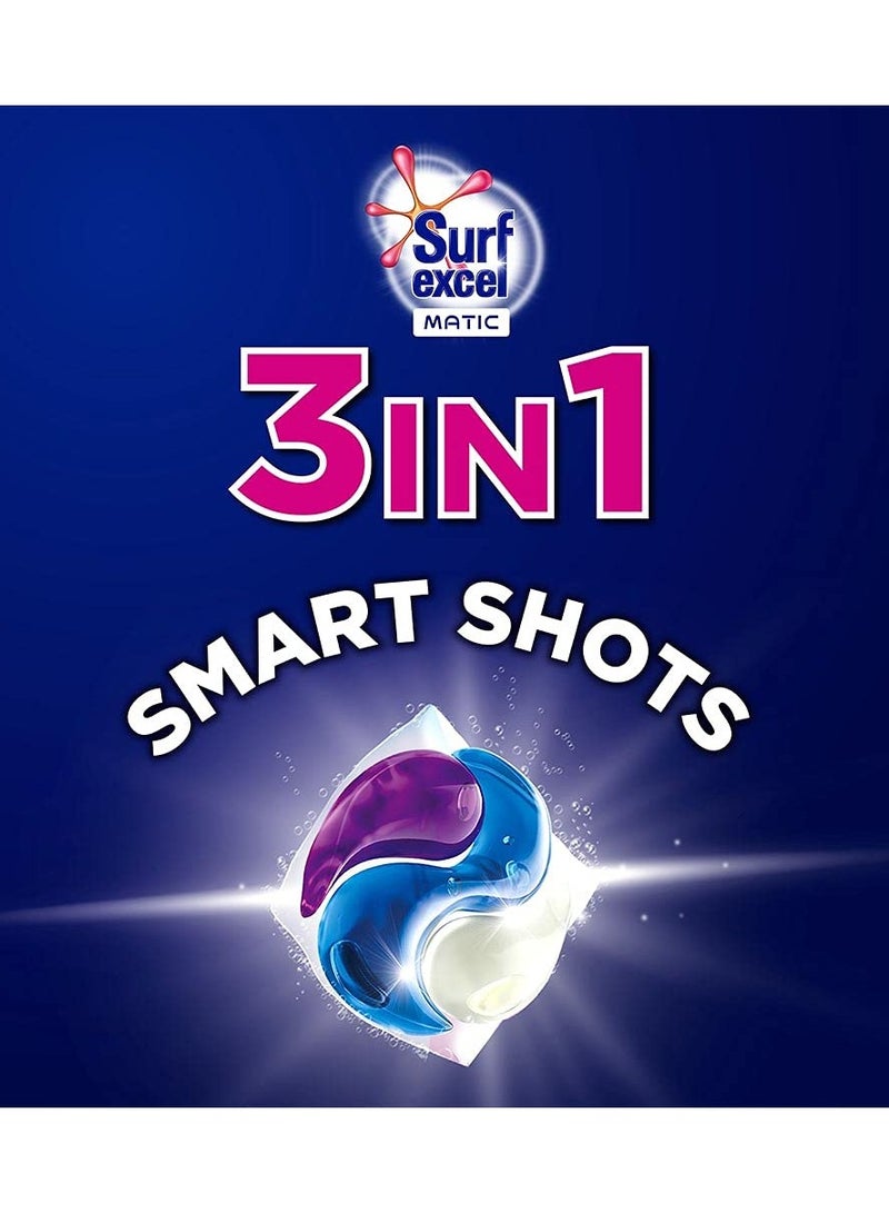 Surf Excel Matic 3 in 1 Smart Shots - 28 units of dissolvable detergent capsules with Superior Stain Removal Fabric Care and Long Lasting Fragrance 1 shot = 1 wash - Image 2