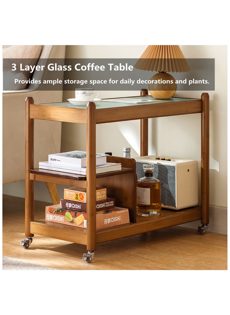 Coffee Table,3-Tier Side Table,Living Room Table,Coffee Table with universal wheels
