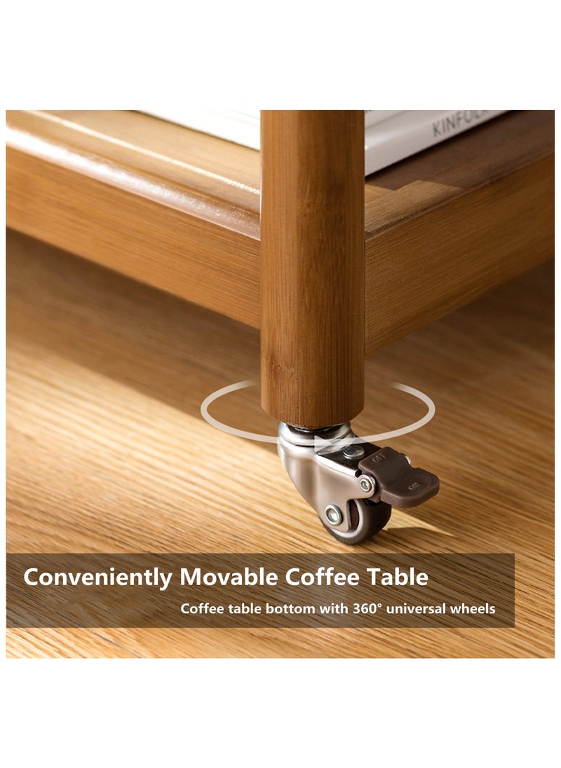 Coffee Table,3-Tier Side Table,Living Room Table,Coffee Table with universal wheels