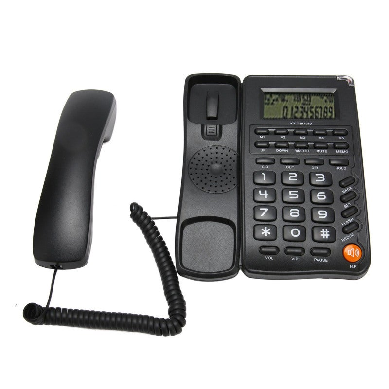 Corded Phone: Black, Big Oval Button - Energy Saving, High Definition Display Screen for Elderly, Household, Office, Hotel - Image 3