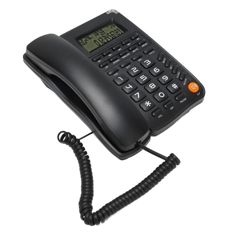 Corded Phone: Black, Big Oval Button - Energy Saving, High Definition Display Screen for Elderly, Household, Office, Hotel - Image 5
