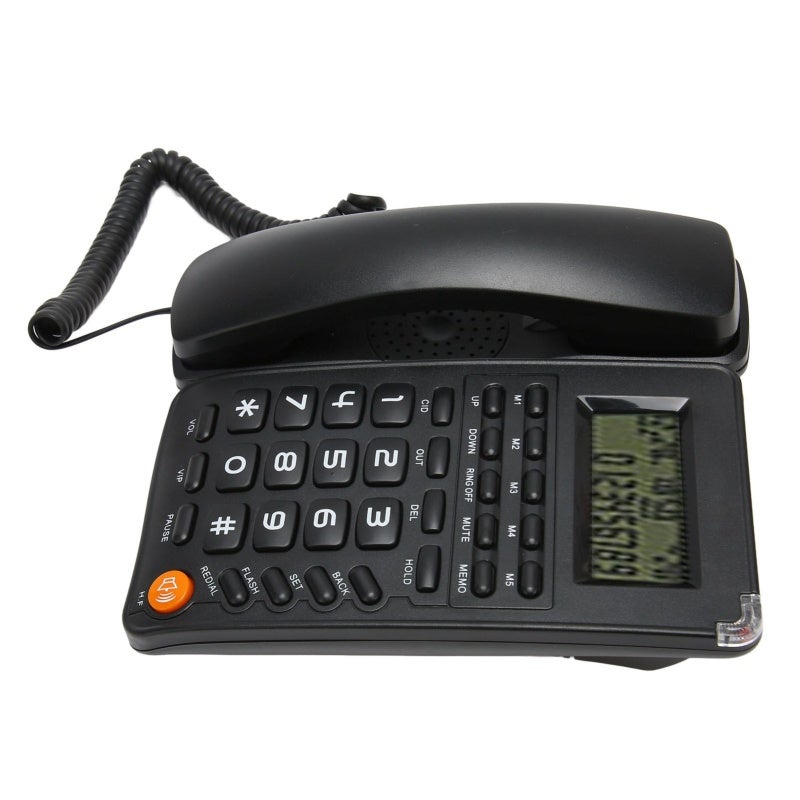 Corded Phone: Black, Big Oval Button - Energy Saving, High Definition Display Screen for Elderly, Household, Office, Hotel - Image 4