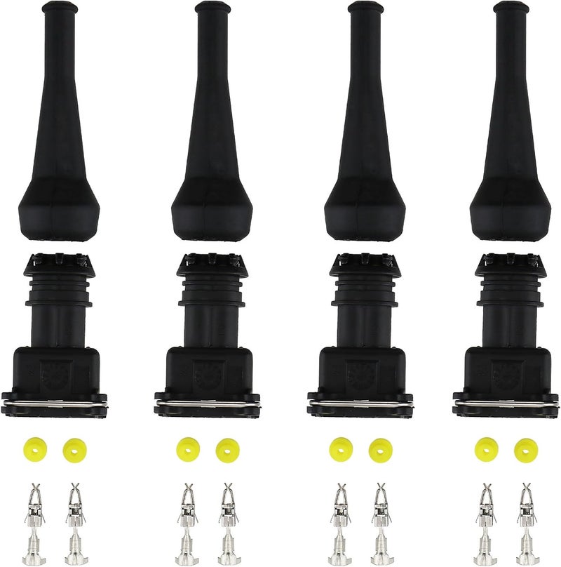 Micro Trader 4pcs Fuel Injector Connector EV1 Waterproof 2 Way Injector Wiring Connectors Plug Harness Kit - Image 2