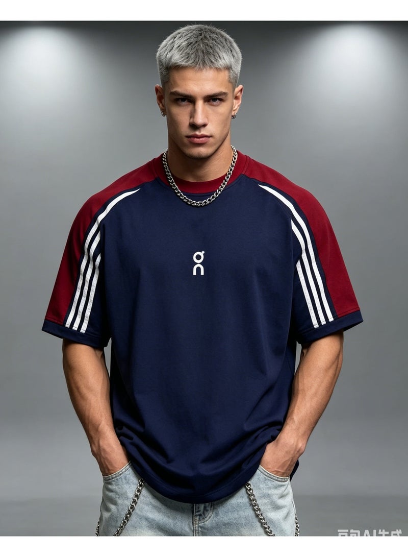 اون راننج On Running American campus contrast heavy cotton loose cover meat couple casual shirt two colors. - Image 1