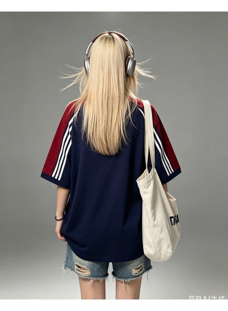 اون راننج On Running American campus contrast heavy cotton loose cover meat couple casual shirt two colors. - Image 4