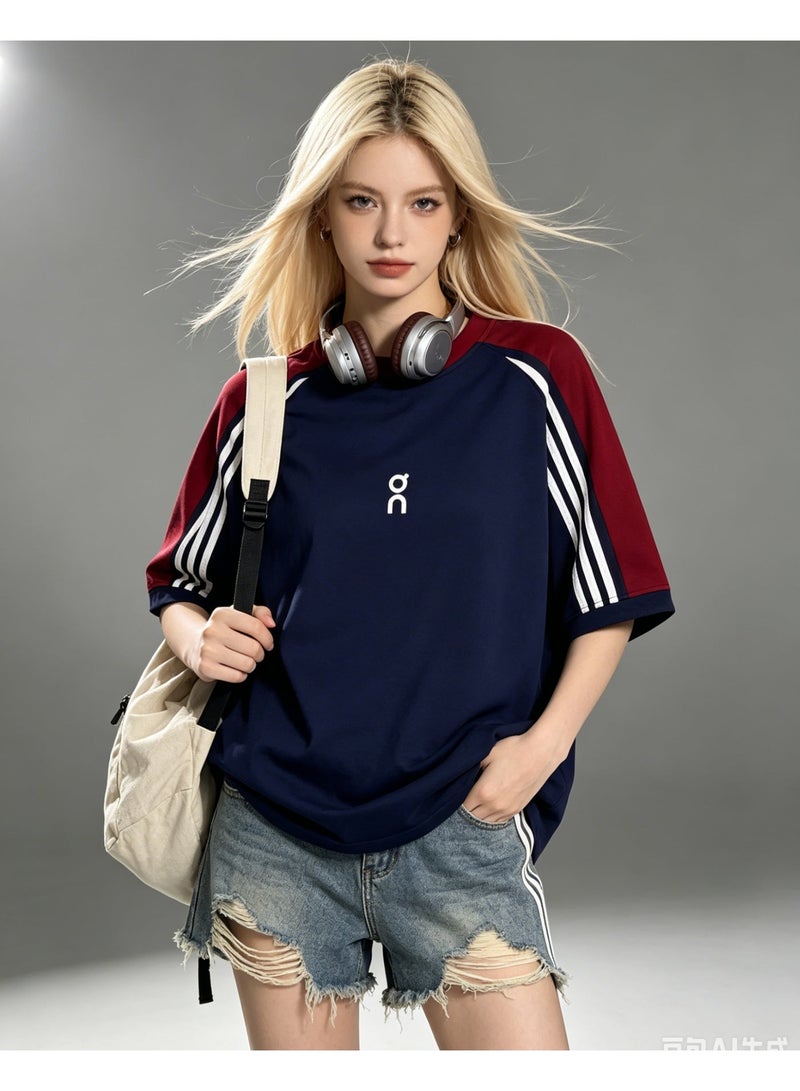 اون راننج On Running American campus contrast heavy cotton loose cover meat couple casual shirt two colors. - Image 5