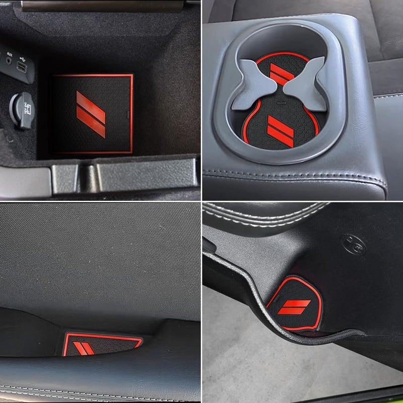 Auovo Anti-dust Mats for Dodge Challenger Accessories 2015-2021 - Custom Interior Cup Holder Inserts and Liners (Red, 11pcs/kit) - Image 3