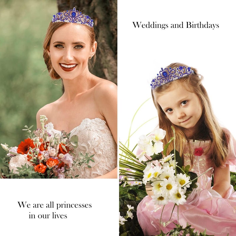 Velscrun Happy Birthday Queen Blue Silver Tiara Crowns for Women, Sash, Party Favors Supplies Gift for Her, 50th Party Decorations, Stuff Accessories - Image 4