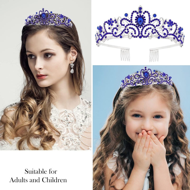 Velscrun Happy Birthday Queen Blue Silver Tiara Crowns for Women, Sash, Party Favors Supplies Gift for Her, 50th Party Decorations, Stuff Accessories - Image 3