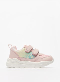 Girls Glitter Print Sneakers with Hook and Loop Closure